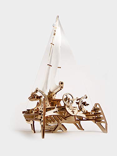 UGEARS Trimaran Merihobus 3D Wooden Puzzles for Adults Wooden Model Kits for Adults Catamaran Mechanical Models Wooden Ships Sailboat Model Kit Brain Teaser Hobby Set - Image 5