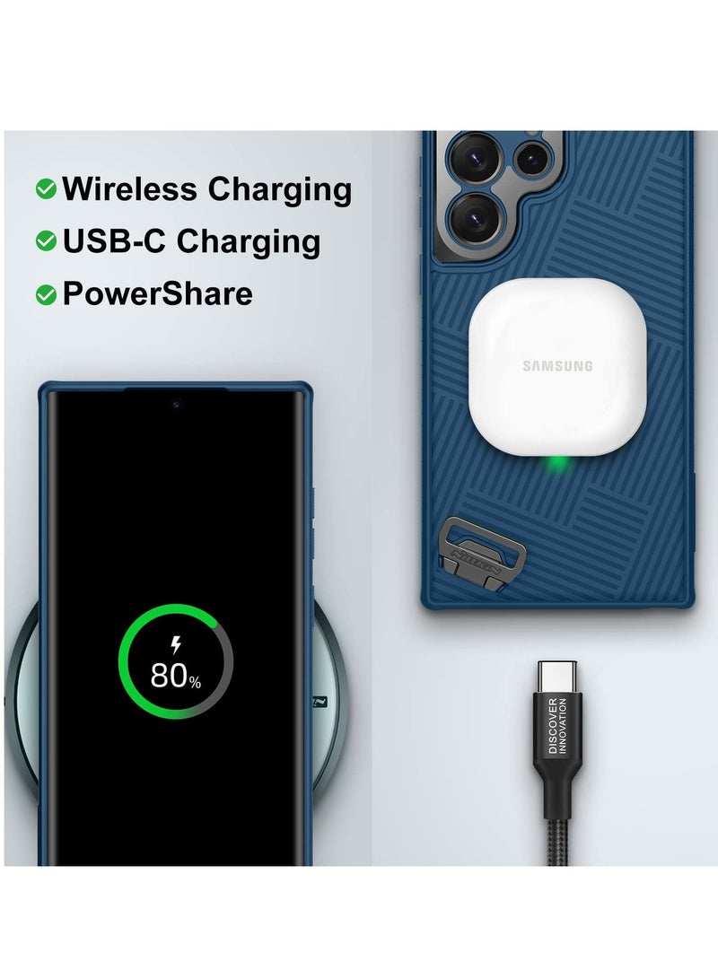 KASTWAVE جراب KASTWAVE لهاتف Samsung Galaxy S23 Ultra مع حزام حبل قابل للفصل، وحماية من السقوط، وظهر صلب ومصد ناعم، جراب هاتف واقٍ رفيع لهاتف Galaxy S23 Ultra مقاس 6.8 بوصة - أزرق - Image 3