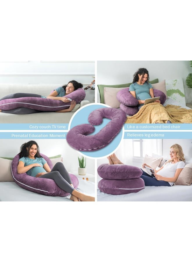 INSEN Pregnancy Pillow,Maternity Body Pillow with Velvet Cover,C Shaped Body Pillow for Sleeping (Cozy Velvet-Lavender) - Image 4
