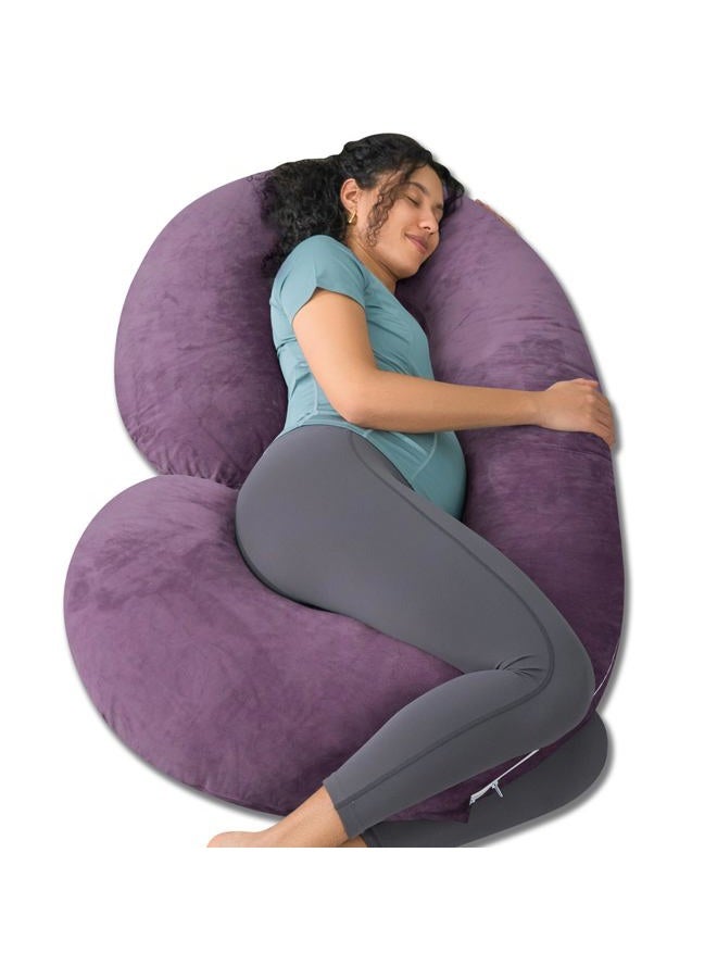 INSEN Pregnancy Pillow,Maternity Body Pillow with Velvet Cover,C Shaped Body Pillow for Sleeping (Cozy Velvet-Lavender) - Image 1