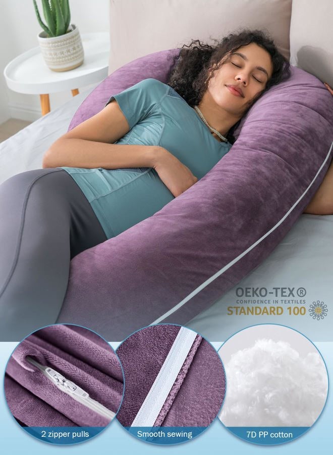 INSEN Pregnancy Pillow,Maternity Body Pillow with Velvet Cover,C Shaped Body Pillow for Sleeping (Cozy Velvet-Lavender) - Image 5