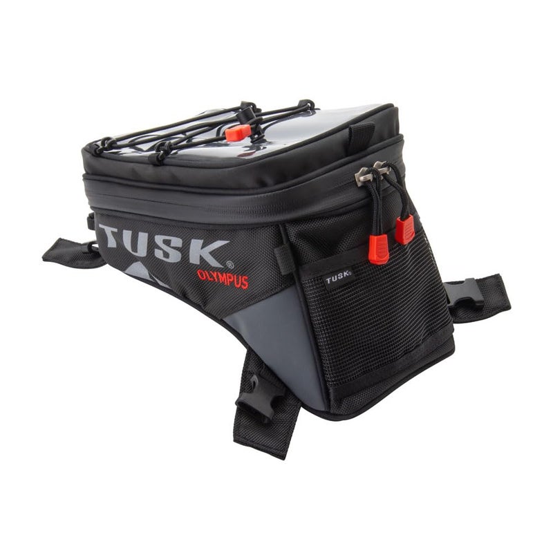 TUSK Olympus Tank Bag Large â€“ 8L Motorcycle Luggage, Black/Grey, Waterproof Zippers, Phone Map Pocket, Fits ADV, Dual Sport, Touring, and Dirt Bikes - Image 1