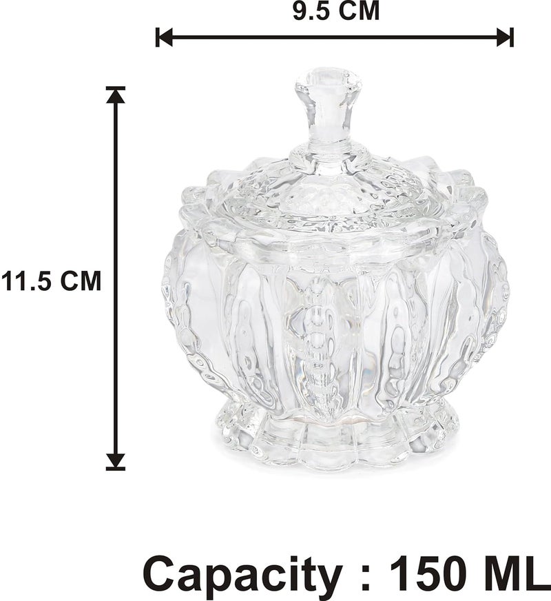 Somil Somil Stylish Glass Candy Bowl with Lid for Sugger Sweet Candy Mouth Freshner Clear Glass 150 Ml 95 X 95 X 115 Cm  - Image 2