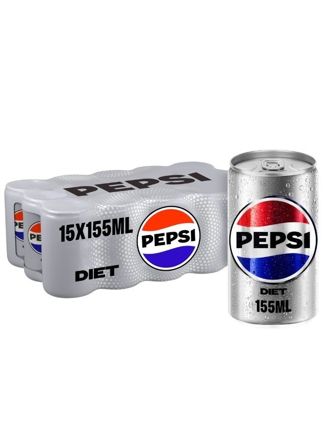 Diet Pepsi Diet Carbonated Soft Drink Cans 15 x 155ml - Image 1