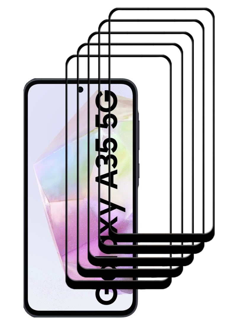 ACLIX 5 Pieces Tempered Glass Screen Protector Antistatic ESD Dustproof Premium Quality High Definition Designed For Samsung Galaxy A35 - Image 1