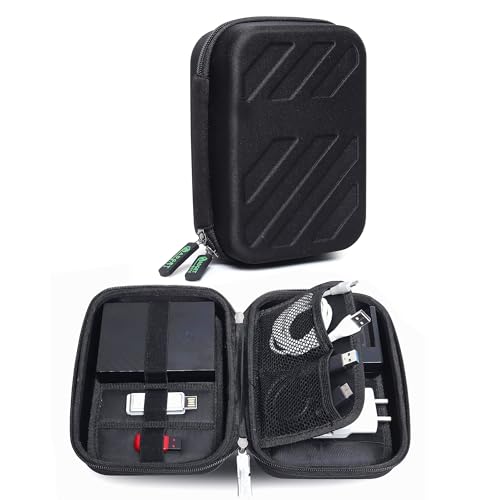 GadgetBite EVA Organiser Portable Pouch for Electronic Accessories USB Cables, Power Bank, Battery, Hard Drive, SD Memory Card, Earphones, Travel Gadgets & Organiser Rugged Travel Friendly Black - Image 1