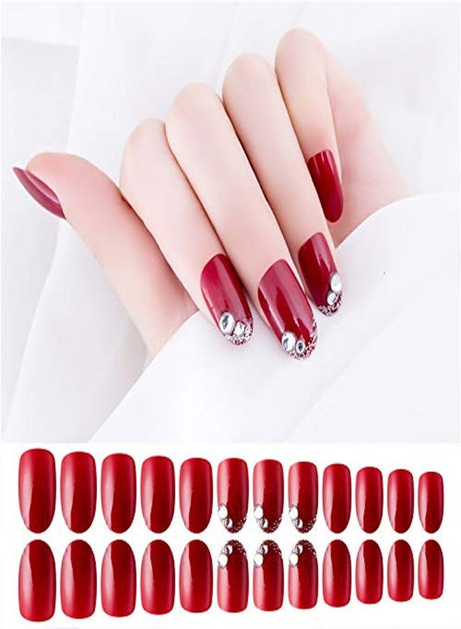HEAVEN® 24pc Set Of Long French Artificial Nails Full Nail Extension With Free Application KIt (Red) - Image 2