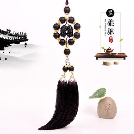 Generic Agate Manufacturer Wholesale Car Double Pixiu Pendant Car Interior Safety Car Rearview Mirror Crystal Hanging Ornaments Dropshipping Black double pixiu car pendant