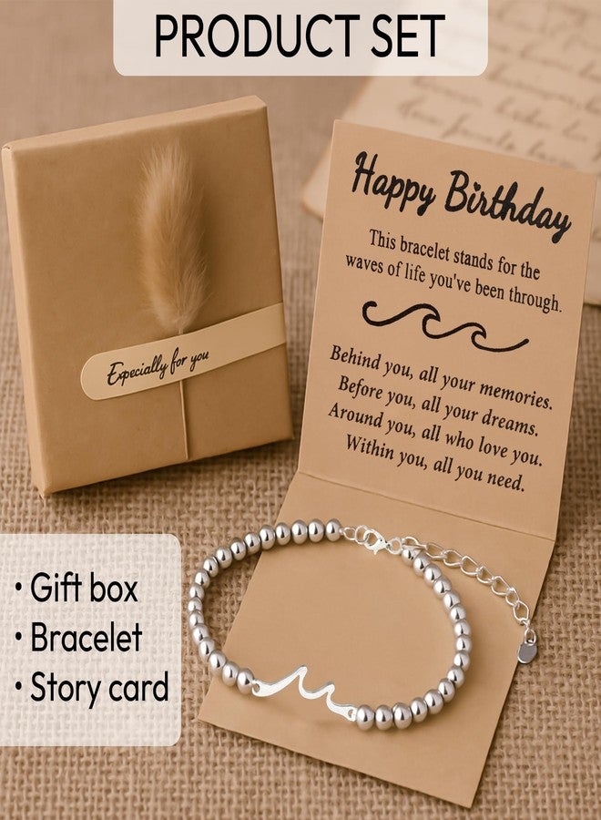 DINIZON Inspirational Bracelets For Women, Waves Of Life Birthdays Gifts For Sister, Best Friend, Meaningful Encouragement Jewelry, Life Is Tough But So Are You Strong Gifts For Cancer Survivors (Birthday) - Image 3