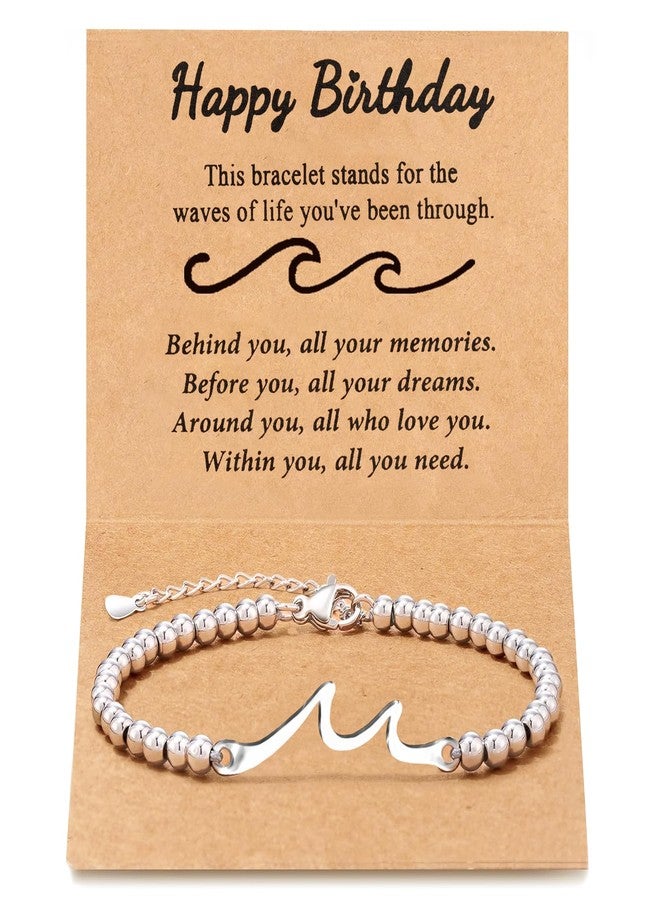 DINIZON Inspirational Bracelets For Women, Waves Of Life Birthdays Gifts For Sister, Best Friend, Meaningful Encouragement Jewelry, Life Is Tough But So Are You Strong Gifts For Cancer Survivors (Birthday) - Image 1