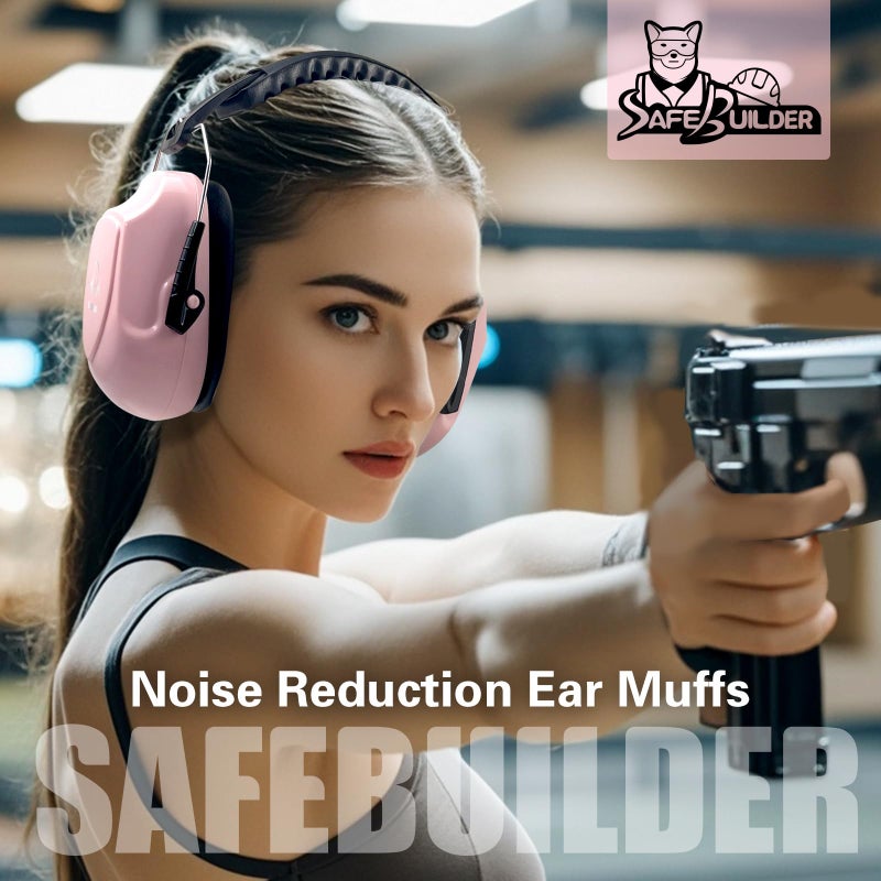 SAFEBUILDER Safety Ear Muffs 33dB Noise Reduction Earmuffs For Girls Sound Proof For Sleeping Working Shooting Industrial (1, 1-Pink) - Image 5