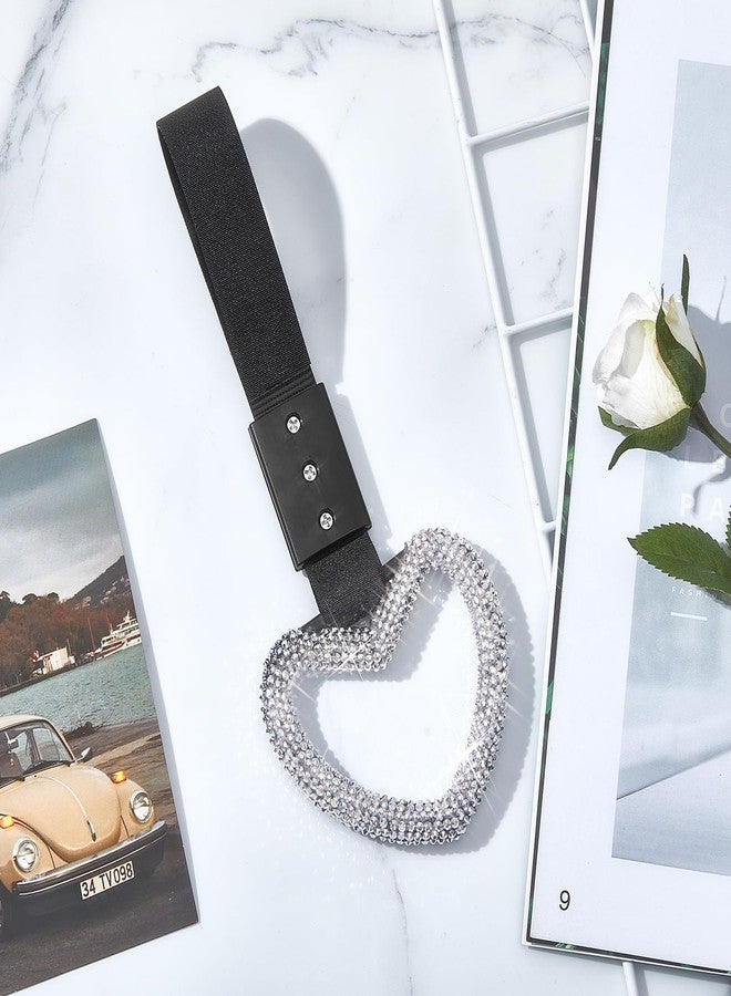 Fabbay Bling Car Accessories Bling Heart Handle Ring Car Accessory for Women Heart Hand Strap Drift Charm Rear Bumper Warning Ring Decor for auto Bus Interior Exterior Decoration (White,Heart Style) - Image 4