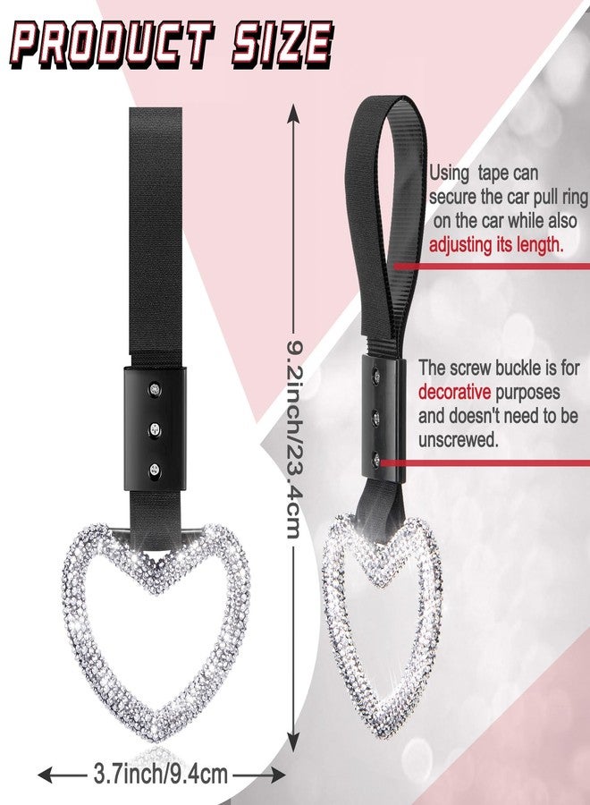 Fabbay Bling Car Accessories Bling Heart Handle Ring Car Accessory for Women Heart Hand Strap Drift Charm Rear Bumper Warning Ring Decor for auto Bus Interior Exterior Decoration (White,Heart Style) - Image 2