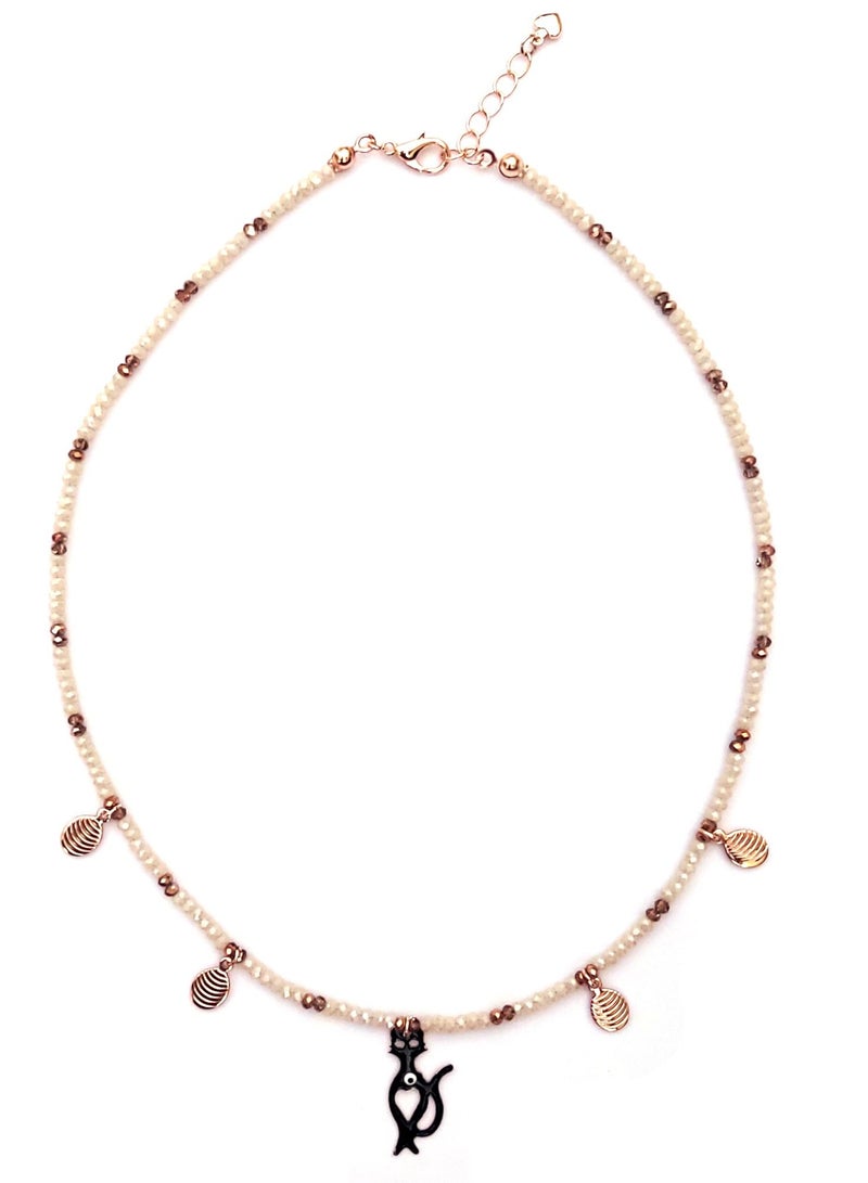 Alwan Crystal Necklace with a Cat Pendant - Image 2