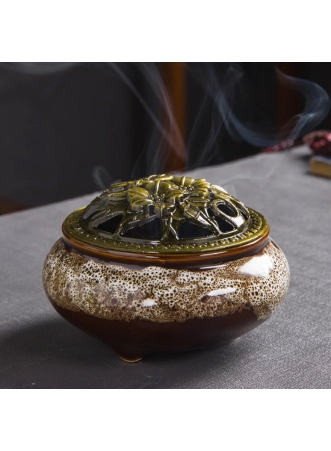 Ceramic Incense Burner with Holder,| Decorative Holder for Sticks & Cones and Tablets, Ash Catcher for Home Fragrance, Bakhoor, Meditation & Aromatherapy - Image 1