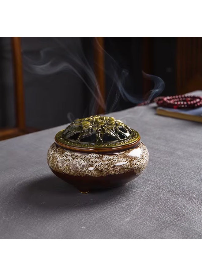 Ceramic Incense Burner with Holder,| Decorative Holder for Sticks & Cones and Tablets, Ash Catcher for Home Fragrance, Bakhoor, Meditation & Aromatherapy - Image 2
