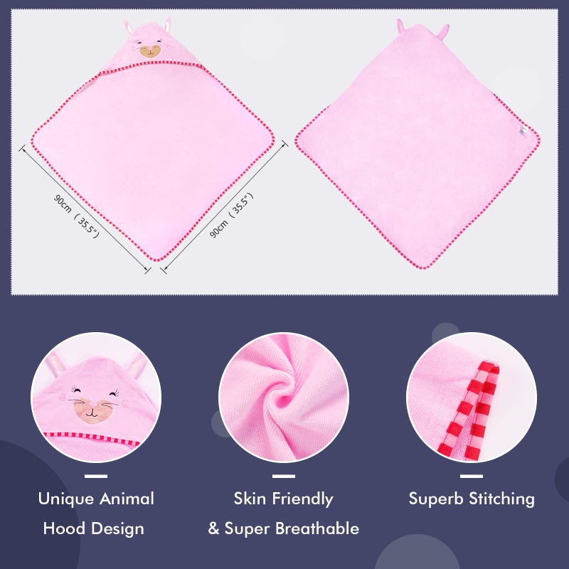 MICHLEY Animal Face Hooded Baby Towel Cotton Bathrobe for Boys Girls 0-6 Year Light Pink - Image 5