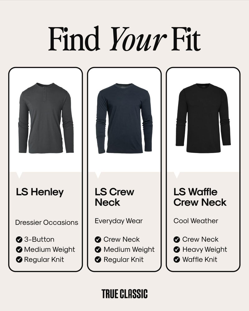 True Classic Long Sleeve Shirts for Men â€” Mens Long Sleeve Tee-Shirts, Henley Shirts for Men or Waffle-Knit Thermal T-Shirts - Henley - Regular, Pack of 3, Variety, L - Image 4