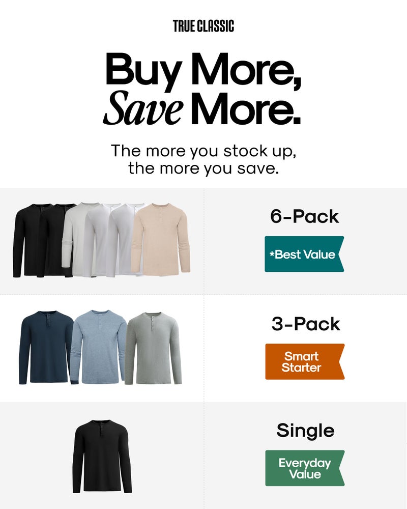 True Classic Long Sleeve Shirts for Men â€” Mens Long Sleeve Tee-Shirts, Henley Shirts for Men or Waffle-Knit Thermal T-Shirts - Henley - Regular, Pack of 3, Variety, L - Image 5