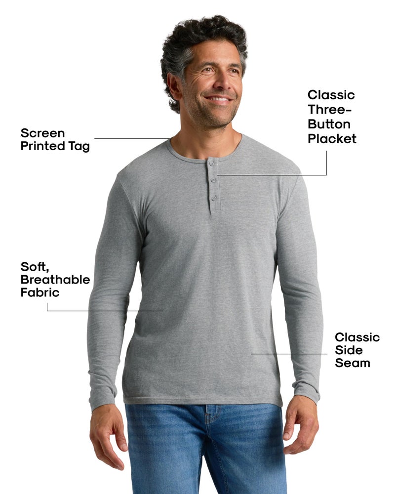 True Classic Long Sleeve Shirts for Men â€” Mens Long Sleeve Tee-Shirts, Henley Shirts for Men or Waffle-Knit Thermal T-Shirts - Henley - Regular, Pack of 3, Variety, L - Image 3