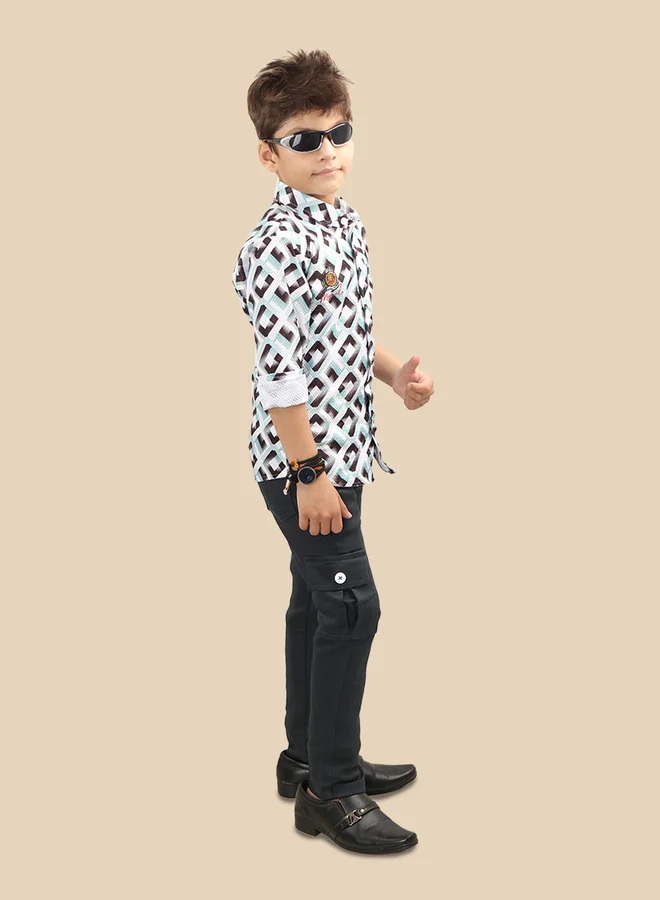 تي اس تريندس Ts Trends Printed Buttoned Shirt and Pant Set