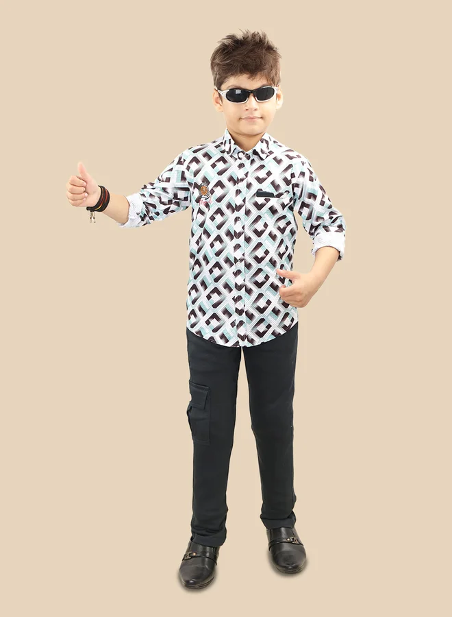 تي اس تريندس Ts Trends Printed Buttoned Shirt and Pant Set