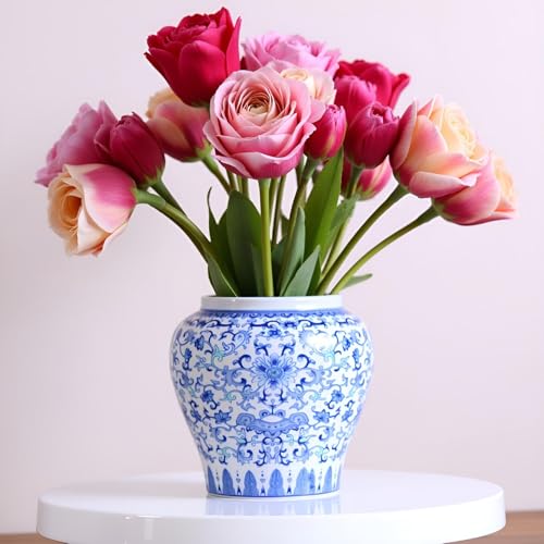 ZPGXLRZ 2 Pcs Chinoiserie Blue and White Porcelain Mini Ceramic Ginger Jars with Lid Ancient Chinese,Oriental Style,Decorative and Storage Jars - Image 3