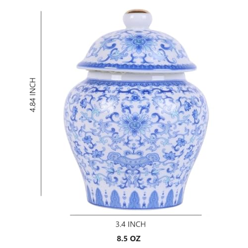 ZPGXLRZ 2 Pcs Chinoiserie Blue and White Porcelain Mini Ceramic Ginger Jars with Lid Ancient Chinese,Oriental Style,Decorative and Storage Jars - Image 4