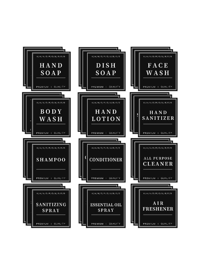 Generic 36PCS Waterproof Bottle Labels, Hand Soap Waterproof Label Stickers Durable Shampoo and Conditioner Bottle Labels Soap and Shampoo Waterproof Dispenser Tags for Glass or Plastic Bottles(Black) - Image 1