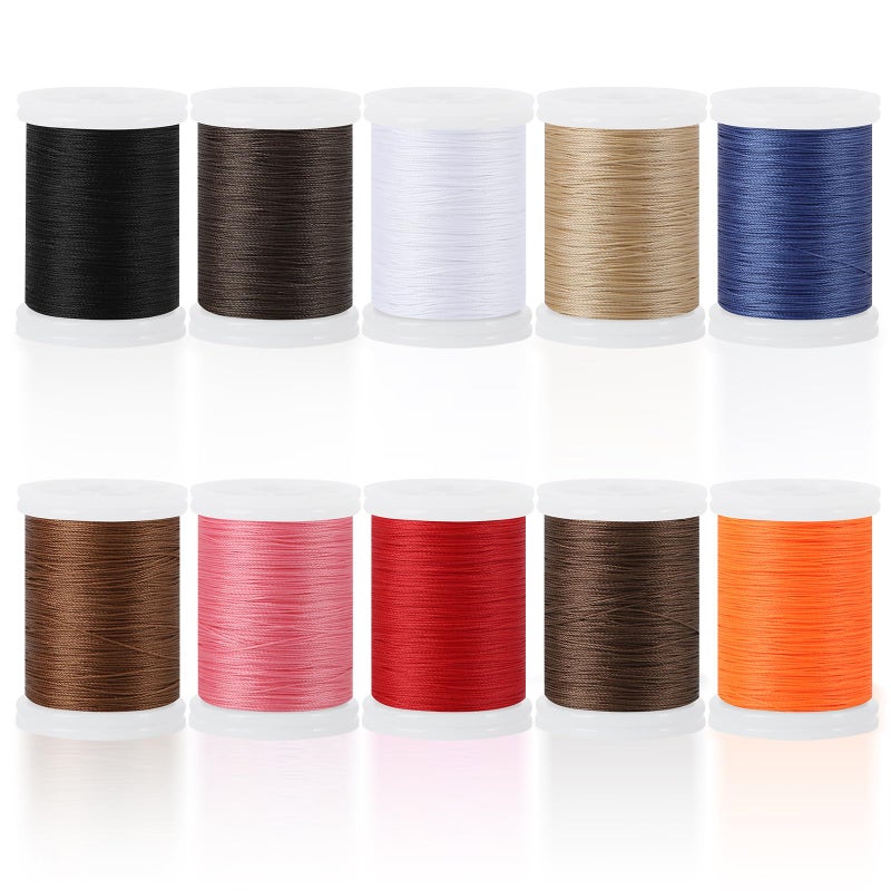 WAYASDCU 10 Spools Extra Strong Upholstery Thread, Bonded Nylon Thread Leather Threads for Sewing Machine for Sewing 10 Colors, 218 Yards Heavy Duty Threads for Machine, Home, Hand, Craft,DIY and Denim Leather - Image 1
