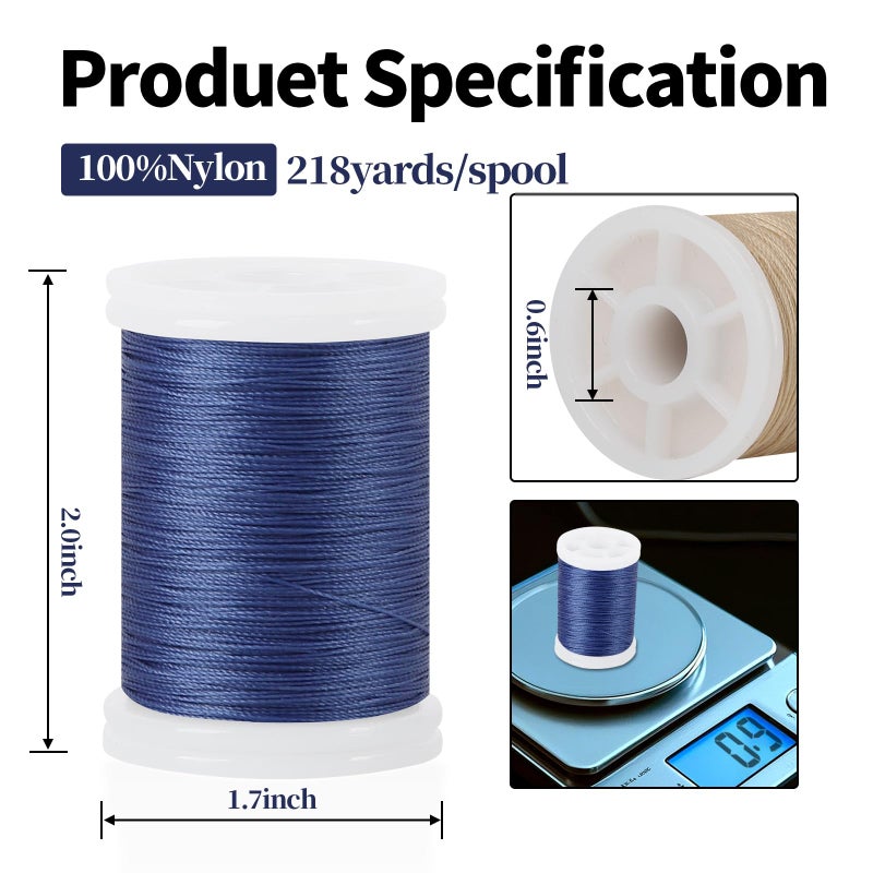 WAYASDCU 10 Spools Extra Strong Upholstery Thread, Bonded Nylon Thread Leather Threads for Sewing Machine for Sewing 10 Colors, 218 Yards Heavy Duty Threads for Machine, Home, Hand, Craft,DIY and Denim Leather - Image 5