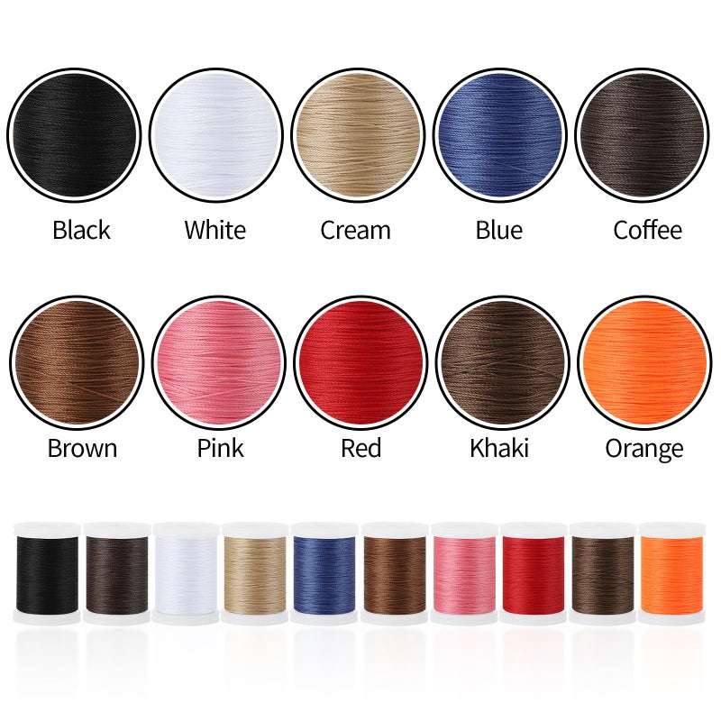 WAYASDCU 10 Spools Extra Strong Upholstery Thread, Bonded Nylon Thread Leather Threads for Sewing Machine for Sewing 10 Colors, 218 Yards Heavy Duty Threads for Machine, Home, Hand, Craft,DIY and Denim Leather - Image 2