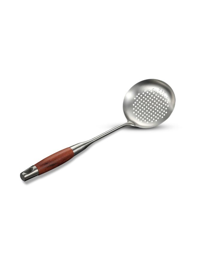 بيرام مصفاة بيرام من الستانلس ستيل، أنيقة بمقابض خشبية، أداة مطبخ عملية للتصفية والفرز، من أدوات الطهي الأساسية.
