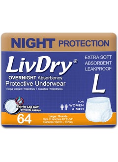 LivDry Overnight Protective Underwear Large size Count: 64