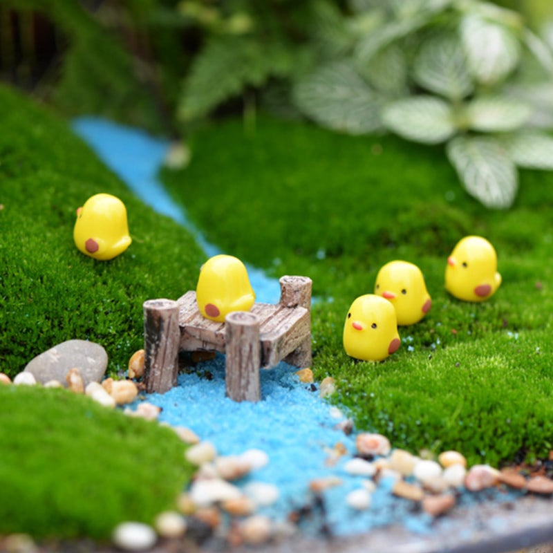 Set of 5 Mini Yellow Chick Figurines PVC Animal Statues for Room and Festival Decor - Image 5