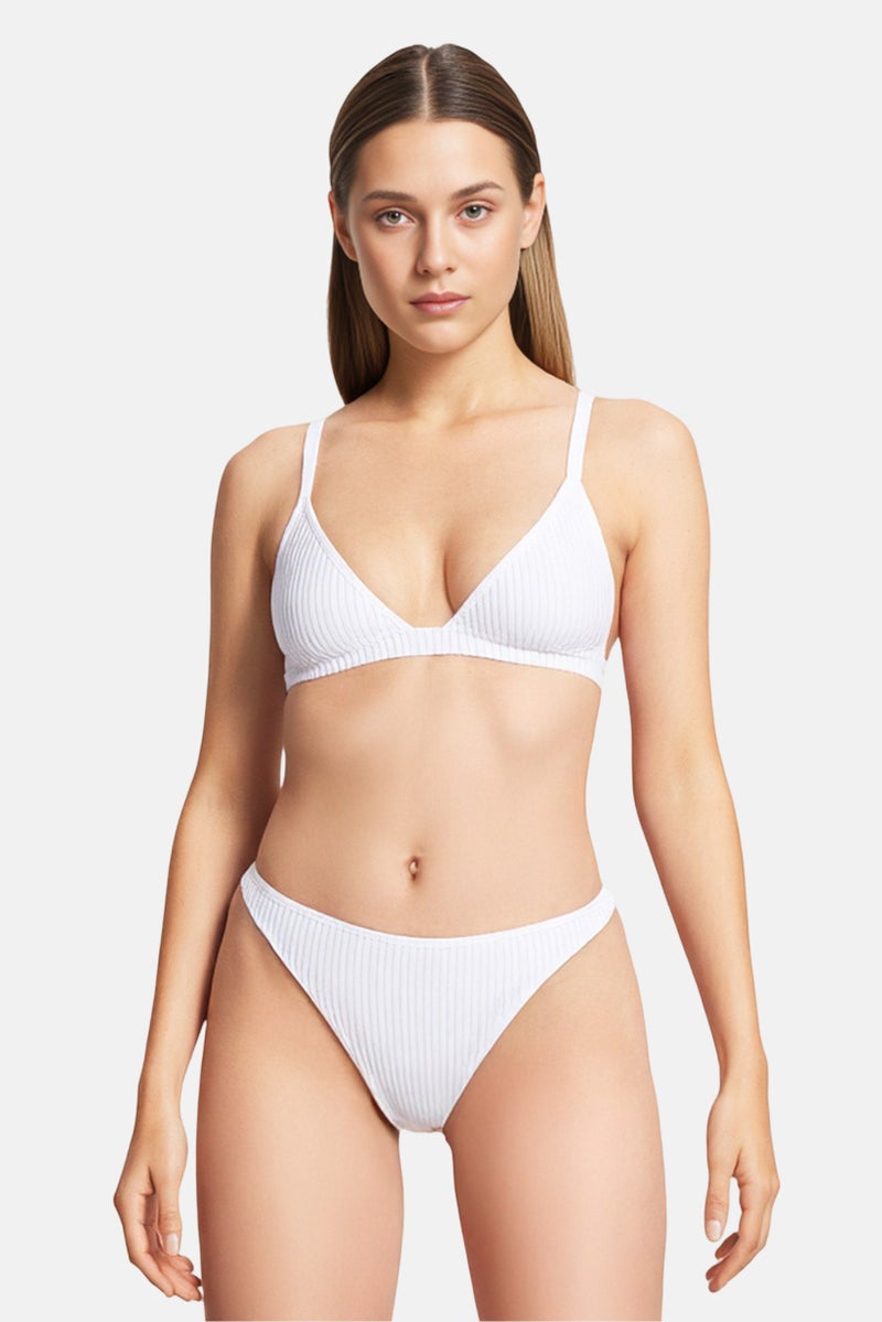 Pull & Bear Women Solid Bikini Bottom, White  - Image 1