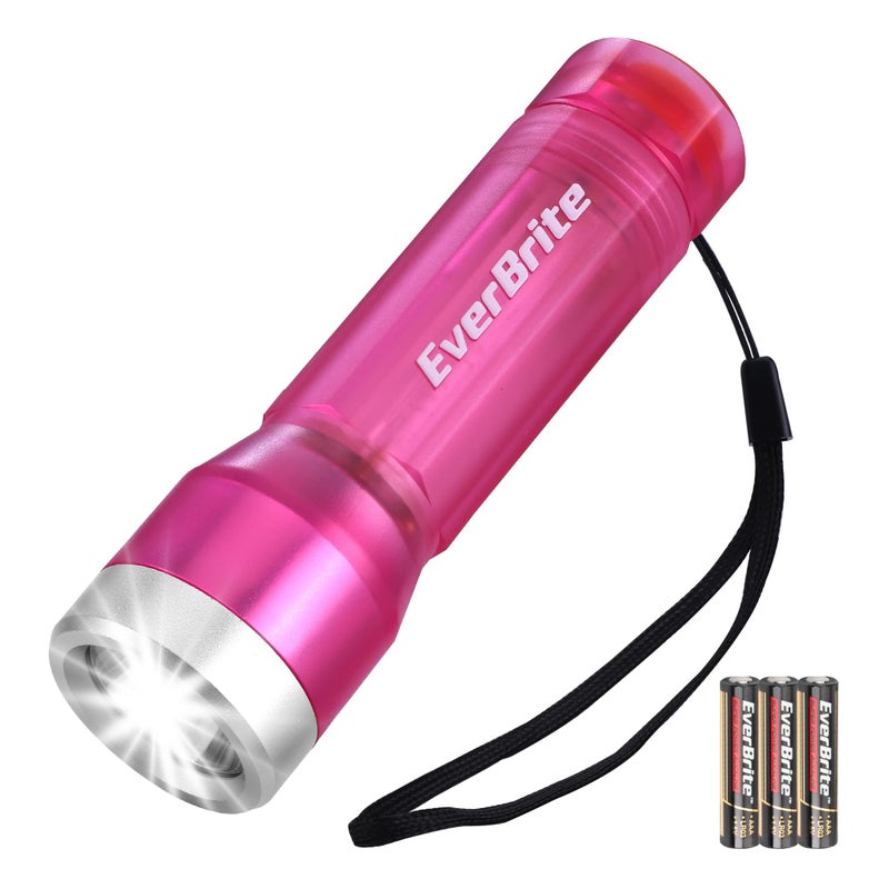 EverBrite Small Flashlight, Compact LED Flash Light with 3 Modes, 3 AAA Batteries Included, Water-Resistant Mini Flashlight for Home,Emergencies and Camping, Pink, 1 Pack - Image 1