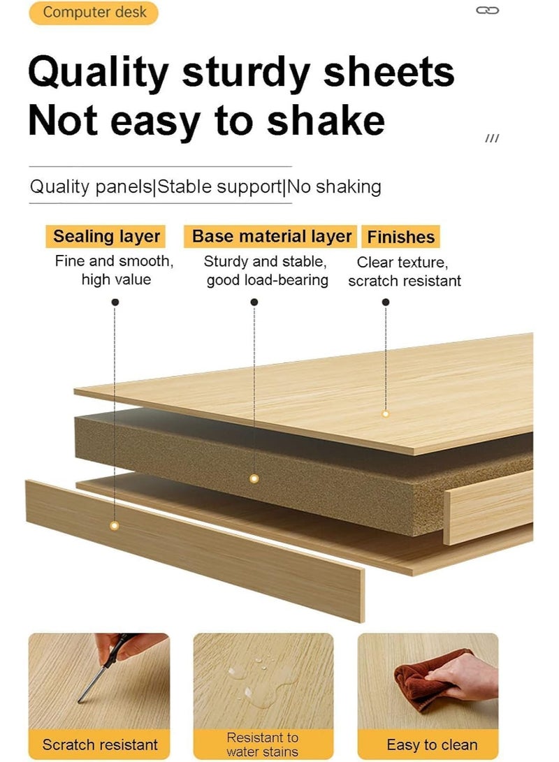 TAPIT Computer Study Desk with Bookshelf, Home Office Desk with Storage and Shelf, Study Writing Drawing Table, Wooden Computer Desk with Drawers (100x45x162CM) - Image 4