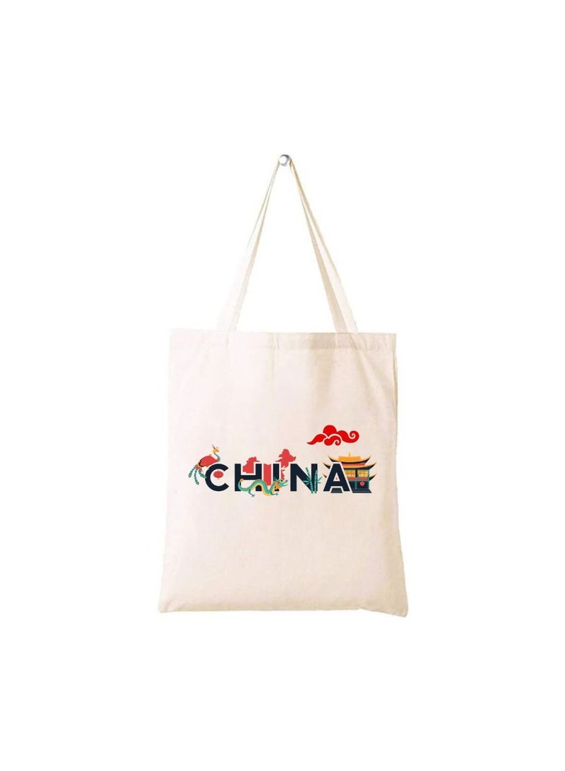 PRINTSHOP4ME Chinese New Year Cotton Bag-Eco-Friendly Canvas Cotton Tote Bag With Printed For Women-Reusable Bag,Party Gift Idea,Cotton Gift Bag-Perfect For School,Office And Travel - Image 1
