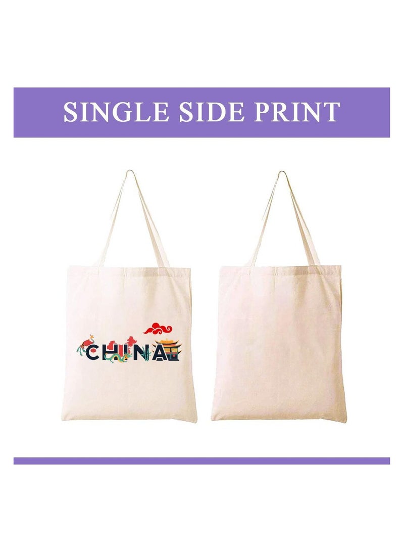 PRINTSHOP4ME Chinese New Year Cotton Bag-Eco-Friendly Canvas Cotton Tote Bag With Printed For Women-Reusable Bag,Party Gift Idea,Cotton Gift Bag-Perfect For School,Office And Travel - Image 2