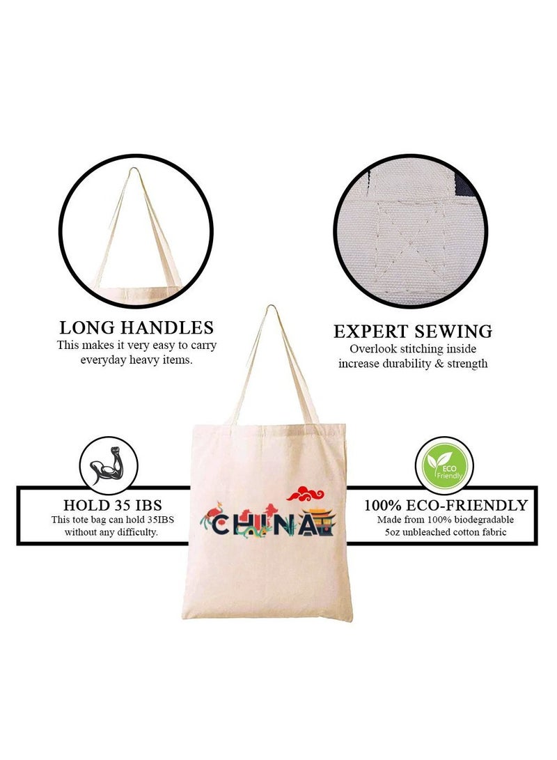 PRINTSHOP4ME Chinese New Year Cotton Bag-Eco-Friendly Canvas Cotton Tote Bag With Printed For Women-Reusable Bag,Party Gift Idea,Cotton Gift Bag-Perfect For School,Office And Travel - Image 4