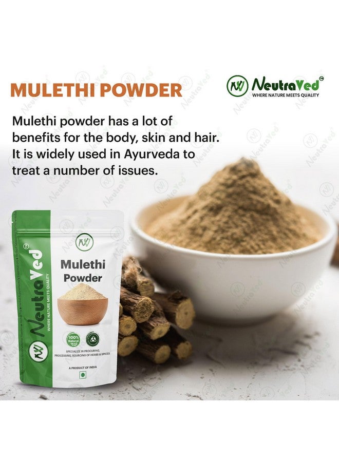 NeutraVed Mulethi Powder 100g | Natural Licorice Root Powder for Eating, Throat Comfort, Skin & Hair Care | Yashtimadhu Powder for Multiple Uses | 100% Natural Grade Licorice Powder- 100g - Image 3