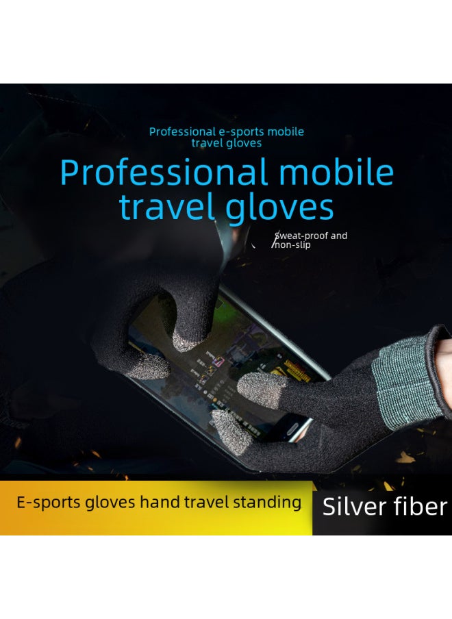 Generic G1 Game Controller Gloves Carbon Fiber Finger Sleeves Heating Sweat-resistant Thin Two-finger Touch Screen Gaming Finger Sleeves-Product Color:24-pin Carbon Fiber Black And Green Pair (no Logo)+ Exquisite Packaging  - Image 2