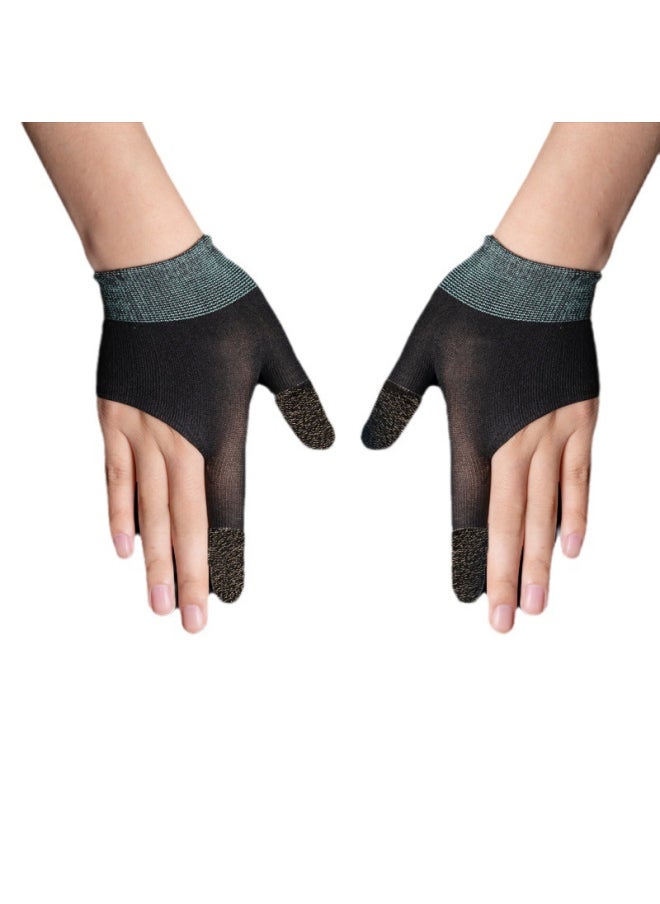 Generic G1 Game Controller Gloves Carbon Fiber Finger Sleeves Heating Sweat-resistant Thin Two-finger Touch Screen Gaming Finger Sleeves-Product Color:24-pin Carbon Fiber Black And Green Pair (no Logo)+ Exquisite Packaging  - Image 5