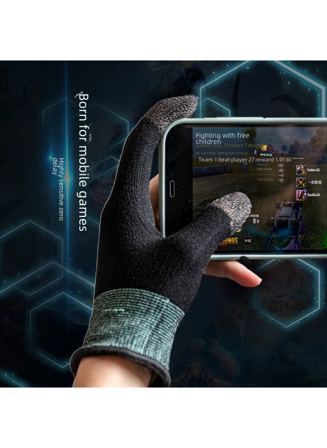 Generic G1 Game Controller Gloves Carbon Fiber Finger Sleeves Heating Sweat-resistant Thin Two-finger Touch Screen Gaming Finger Sleeves-Product Color:24-pin Carbon Fiber Black And Green Pair (no Logo)+ Exquisite Packaging  - Image 3