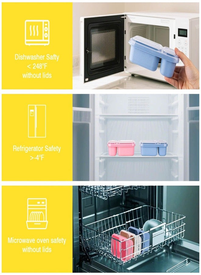 DOSEWART 2-Compartment Reusable Snack Containers with Lids, Wheat Straw Reusable Snack Packs for Food Storage Meal Prep On-the-Go Snacking(3Pack) - Image 5