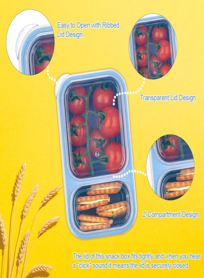 DOSEWART 2-Compartment Reusable Snack Containers with Lids, Wheat Straw Reusable Snack Packs for Food Storage Meal Prep On-the-Go Snacking(3Pack) - Image 3