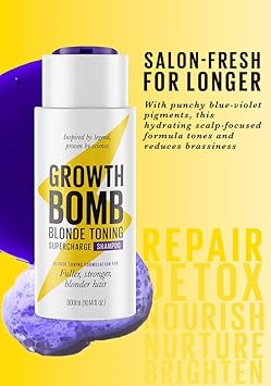 Growth Bomb Blonde Toning Supercharge Shampoo 300ml For fuller stronger blonder hair Yerba Mat Natural Ingredients Stimulates Growth - Image 5
