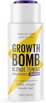 Growth Bomb Blonde Toning Supercharge Shampoo 300ml For fuller stronger blonder hair Yerba Mat Natural Ingredients Stimulates Growth - Image 1