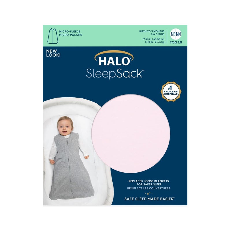 HALO Sleepsack Micro-Fleece Wearable Blanket, TOG 1.0, Soft Pink, X-Large - Image 3